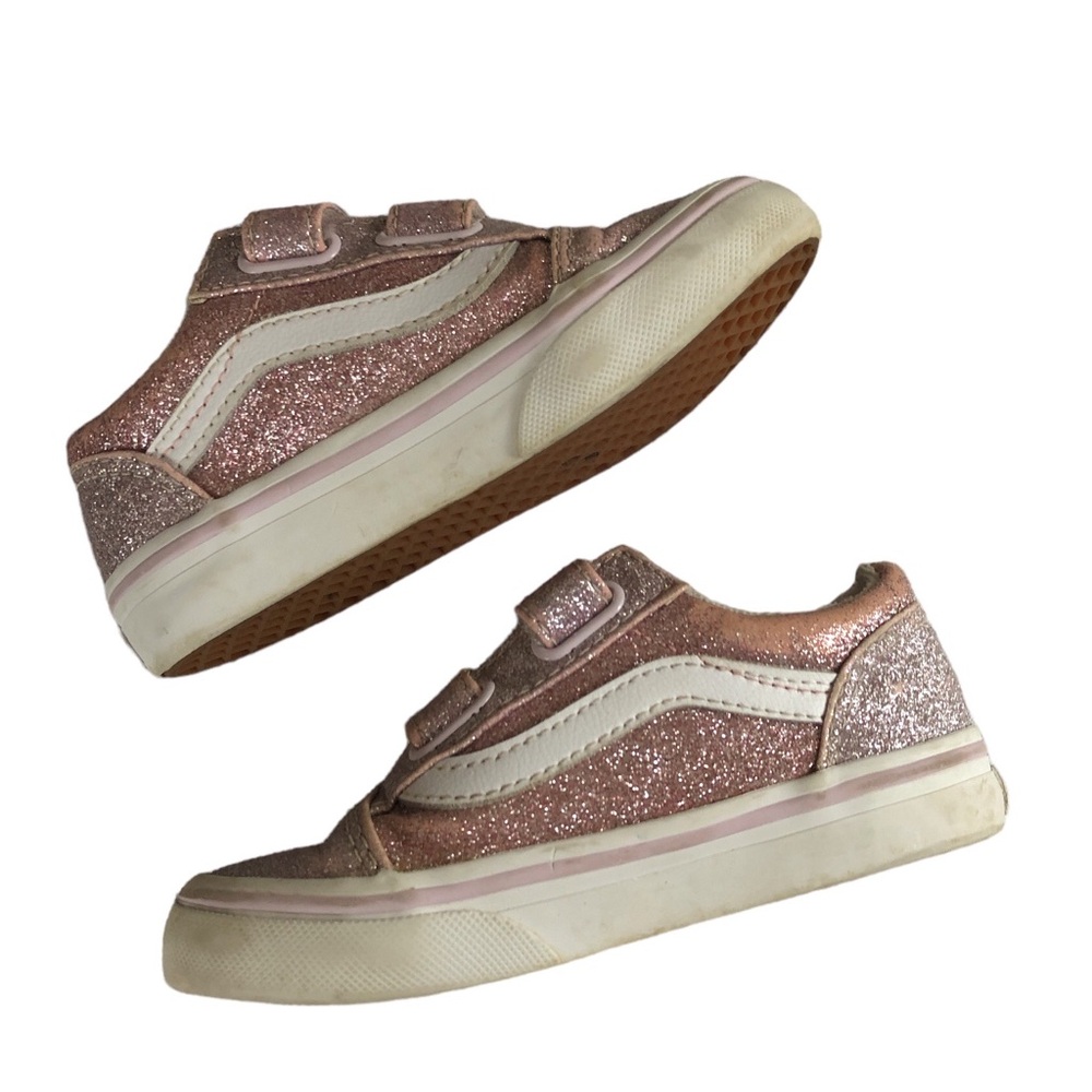 Toddler's Vans "Old Skool" Orchid Ice/Powder Pink Two-Tone Glitter Shoes. Size 8